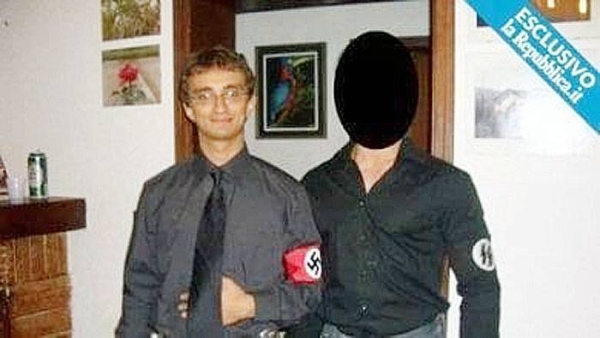 The new Deputy Minister for Infrastructure Galeazzo Bignami wearing a Nazi suit at a party in 2005. — courtesy Twitter