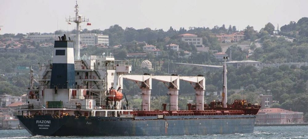 File photo shows the first shipment of over 26,000 tons of Ukrainian food under a Black Sea export deal has been cleared to proceed towards its final destination in Lebanon. — courtesy UN photo