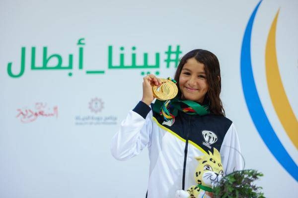 Kawthar Al-Baroudi wins two swimming gold medals in the first edition of the Saudi Games  2022 being held in Riyadh.  