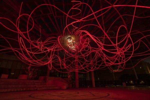 Riyadh’s sunrise, sunset and desert dunes were the inspiration to create AMPLEXUS, famous artist Grimanesa Amorós said while explaining her artwork, which is being displayed at Noor Riyadh 2022.