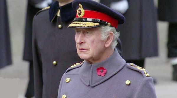 King Charles leads the ceremony at the Cenotaph