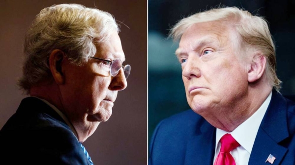 Combo picture of Mitch McConnell, left, and Donald Trump.