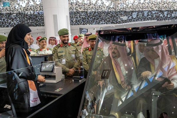 Emir of Riyadh Prince Faisal bin Bandar tours new passenger terminals after inaugurating their operation at King Khalid International Airport in Riyadh on Monday.