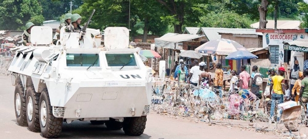 Moroccan peacekeepers serving with the UN Multidimensional Integrated Stabilization Mission in the Central African Republic (MINUSCA) in Bangui are deployed to Bambari on June 15, 2014. — courtesy UN Photo/Catianne Tijerina