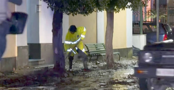 Damaged vehicles are seen after heavy rain triggered landslides that collapsed buildings and left up to 12 people missing, in Casamicciola, Ischia, on Saturday.