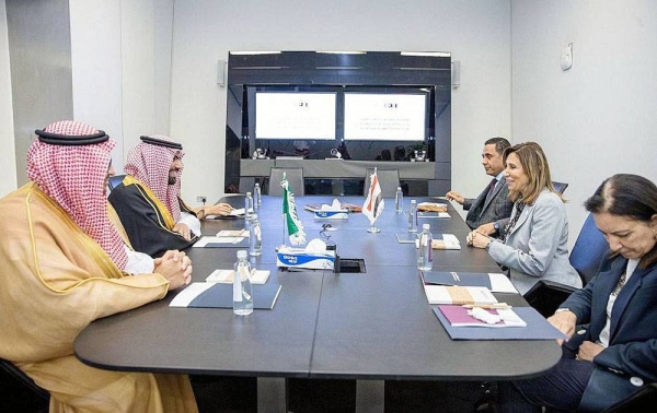Minister of Culture Prince Badr Bin Abdullah Bin Farhan met in Riyadh on Wednesday with Minister of Culture of the Arab Republic of Egypt Dr. Nevin Al-Kilany.