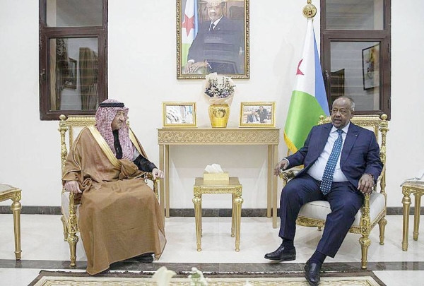 Djibouti President Ismail Omar Guelleh inaugurated Saturday the headquarters of his country's embassy in Riyadh, in the presence of Deputy Minister of Foreign Affairs, Eng. Walid Bin Abdulkarim Al-Khereiji, and Acting Undersecretary of the Ministry of Foreign Affairs for Protocol Affairs Abdulmajeed Bin Rashid Al-Semary.