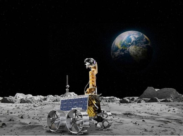 
The Rashid Rover, shown in this rendering, has become the first ever Arab-built lunar spacecraft to launch into space. It is being delivered by the HAKUTO-R lander, engineered to the moon by Japanese lunar exploration company ispace. — courtesy MBRSC