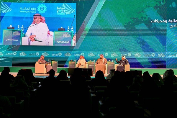 Finance Minister Mohammed Al-Jadaan taking part in the Saudi Budget Forum 2023 on Sunday.