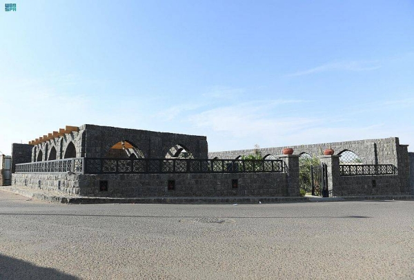 The unique unroofed architectural character of Madinah's Banu Anif Mosque is seen, Renovation of this stone mosque is complete and this archaeological site welcomes visitors to explore its unique features and formations.