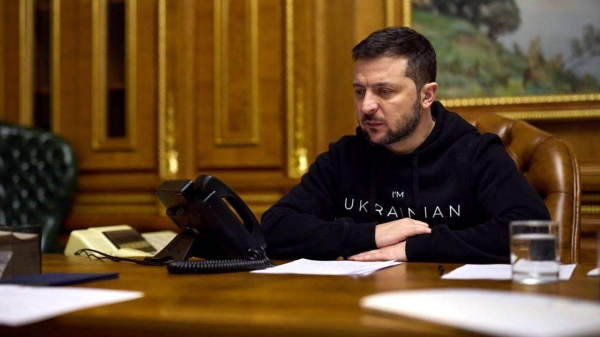 Ukraine's President Volodymyr Zelenskiy speaks with India's Prime Minister Narendra Modi via phone line in Kyiv, Ukraine on December 26.
