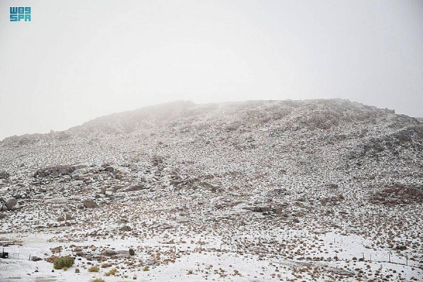 Snow blankets Saudi Arabia’s northern mountains