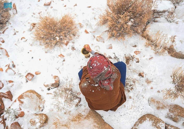 Snow blankets Saudi Arabia’s northern mountains