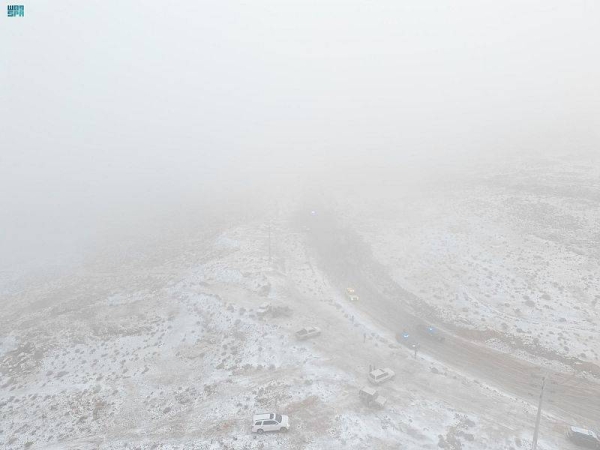 Snow blankets Saudi Arabia’s northern mountains