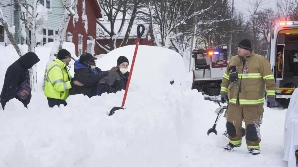 Medical teams respond to a call as Buffalo deals with the winter storm.