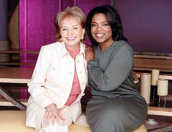 Journalist Barbara Walters with Oprah Winfrey in this file photo.