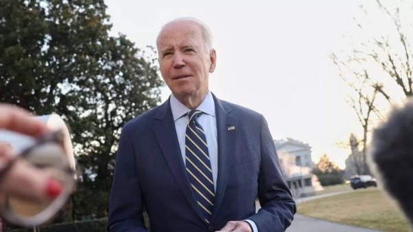President Biden speaks to reporters on Wednesday.