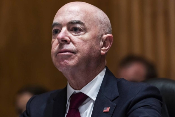 Homeland Security Secretary Alejandro Mayorkas testifies before a Senate hearing on Sept. 21.