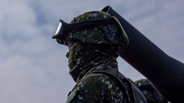 Taiwan's armed forces hold drills to show combat readiness ahead of the Lunar New Year holidays at a military base in Kaohsiung, Taiwan, on January 11.