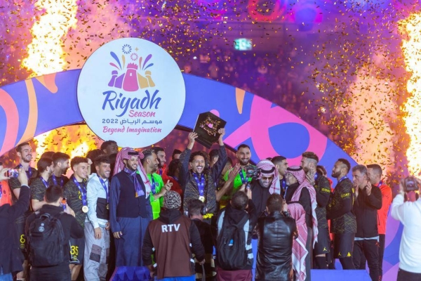 Turki Al-Sheikh, head of the General Entertainment Authority (GEA), crowned Paris Saint-Germain with the Riyadh Season Cup on Thursday after a thrilling 9-goals match against Saudi All-Star XI.