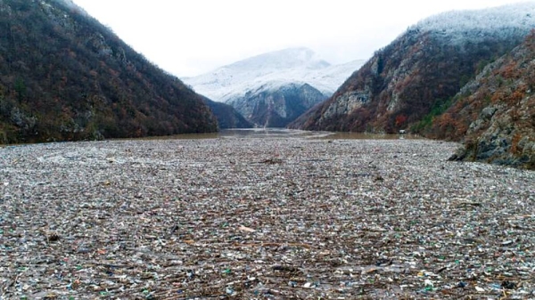 Waste floating in the Drina river near Visegrad, Bosnia, Friday. — courtesy Armin Durgut/ AP