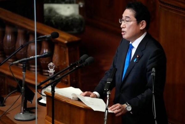 Japanese Prime Minister Fumio Kishida speaks during a Diet session on Monday,jpg
