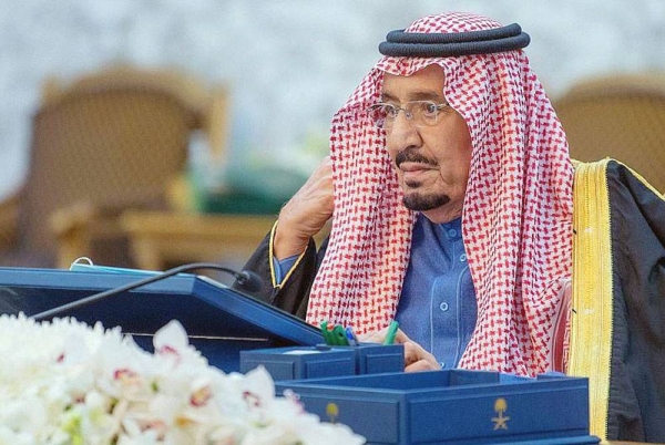 Custodian of the Two Holy Mosques King Salman chairs the Cabinet's session on Tuesday afternoon at Irqah Palace in Riyadh.