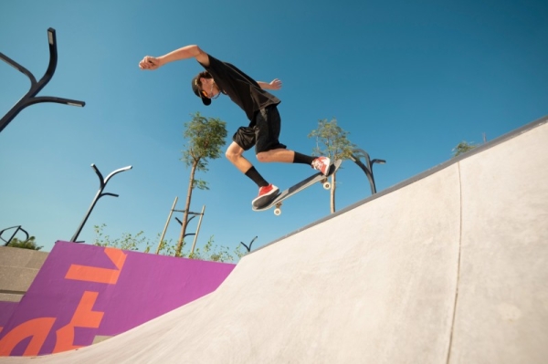 Professional park section of Aljada Skate Park.