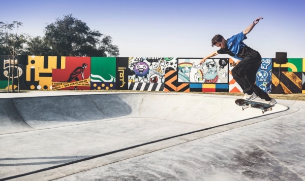 Professional park section of Aljada Skate Park.