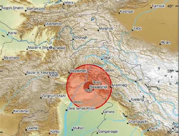  An earthquake with a magnitude of 6.3 on the Richter Scale hit Islamabad, Pakistan, on Sunday, the National Center for Seismology said.
