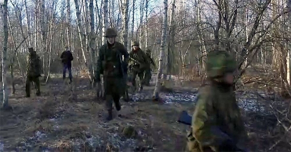Estonian military reservists attend a training in a countryside near Haapsalu, Estonia, on Friday