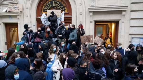 High school students took part in the protests on Tuesday in support of the strikers