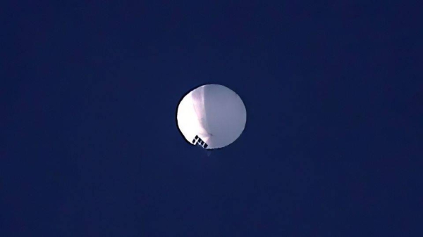 A suspected Chinese high altitude balloon floats over Billings, Montana on Wednesday