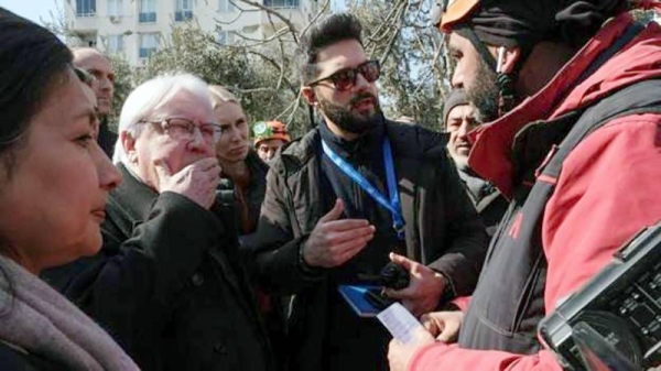 Martin Griffiths in the Turkish province of Kahramanmaras Saturday. — courtesy Reuters