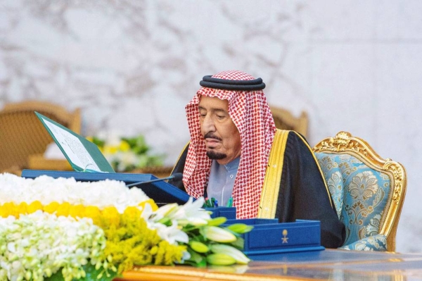 Custodian of the Two Holy Mosques King Salman chaired the Cabinet session on Tuesday at Irqah Palace in Riyadh, 