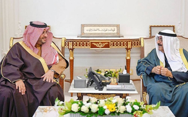 Kuwait Crown Prince Sheikh Mishaal Al-Ahmed Al-Jaber Al-Sabah received Saudi Minister of State and Cabinet Member Prince Turki Bin Mohammad Bin Fahd and his accompanying delegation at Bayan Palace Monday.