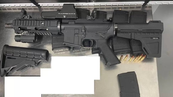 A man on his way to Houston attempted to take this assault rifle onto his flight from New Orleans. — courtesy TSA