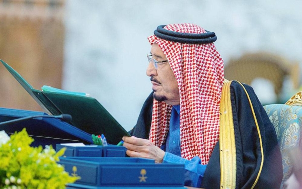 Custodian of the Two Holy Mosques King Salman chairs the Cabinet session at Irqah Palace in Riyadh on Tuesday.