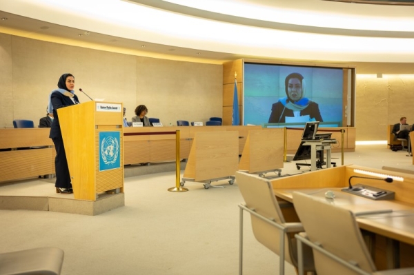 Saudi Human Rights Commission President Dr. Hala Al-Tuwaijri addressing the United Nations Human Rights Council session in Vienna on Monday. 


