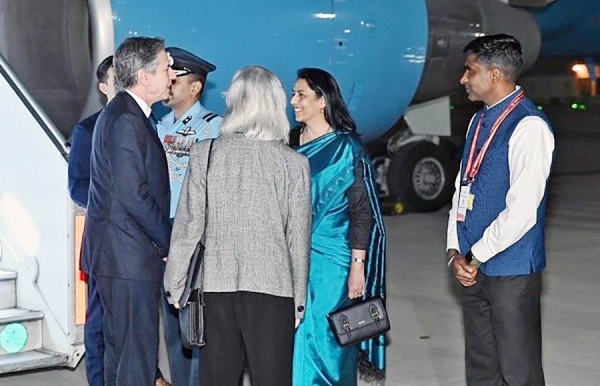 US Secretary of State Antony Blinken arrives in New Delhi on Wednesday. — courtesy ANI