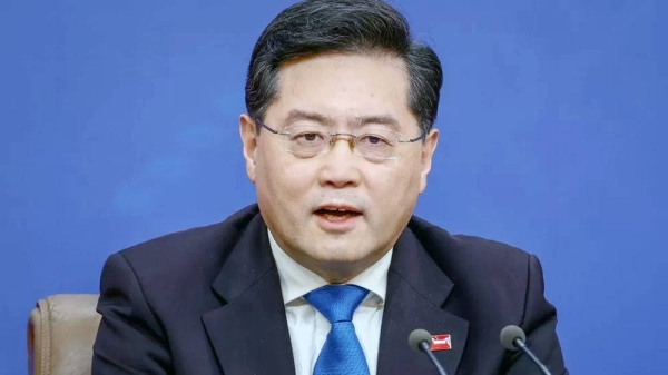 Chinese Foreign Minister Qin Gang speaks during a press conference in Beijing, China. — courtesy EPA