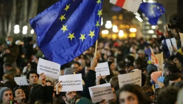Protesters accused the Georgian government of trying to steer the country away from the EU