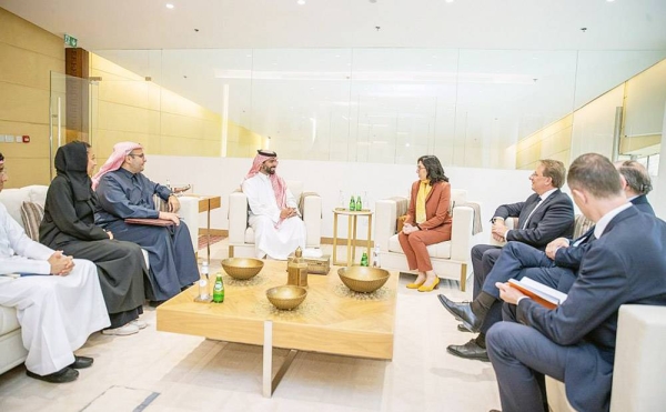 Minister of Culture Prince Badr Bin Abdullah Bin Farhan, governor of the Royal Commission for AlUla, held an official meeting Sunday with the Minister of Culture of the French Republic Rima Abdul Malak, who is on an official visit to Saudi Arabia.