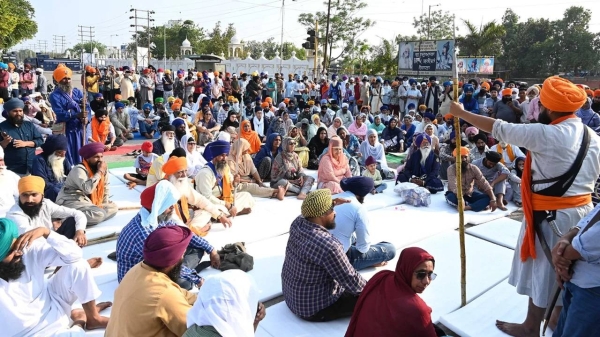 Amritpal Singh's supporters in Mohali, India, on March 19, 2023. 