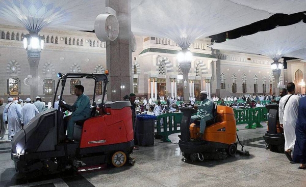 The Agency of the General Presidency for the Affairs of the Prophet’s Mosque has intensified its efforts to sterilize the mosque and its facilities as part of endeavors to provide services to visitors of the Prophet’s Mosque.