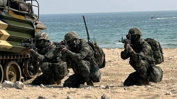 US and South Korean troops take part in Exercise Ssang Yong in Pohang, South Korea, on March 29