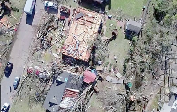 Drone footage shows scale of US tornado wreckage.