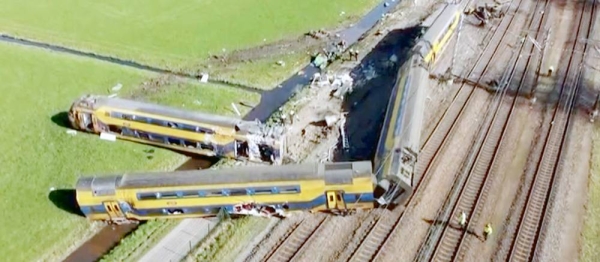 Train derails in The Netherlands.