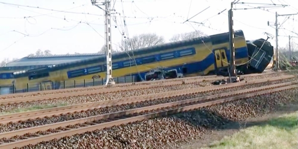 Train derails in The Netherlands.