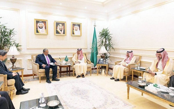 Minister of Foreign Affairs Prince Faisal Bin Farhan Bin Abdullah met Monday with Dato Erywan Pehin Yusof, minister of foreign affairs II of Brunei Darussalam, in Jeddah.